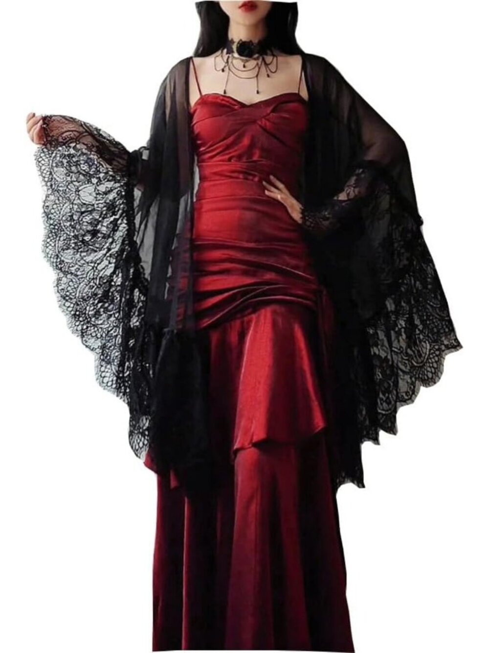Vintage Lace Chiffon Shawl Wrap for Women - Elegant Party & Bridal Scarf
